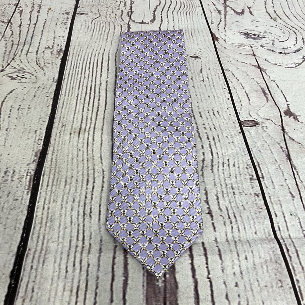 Pierre Cardin Purple Geometric Silk Tie Necktie Mens Classic Designer Italy